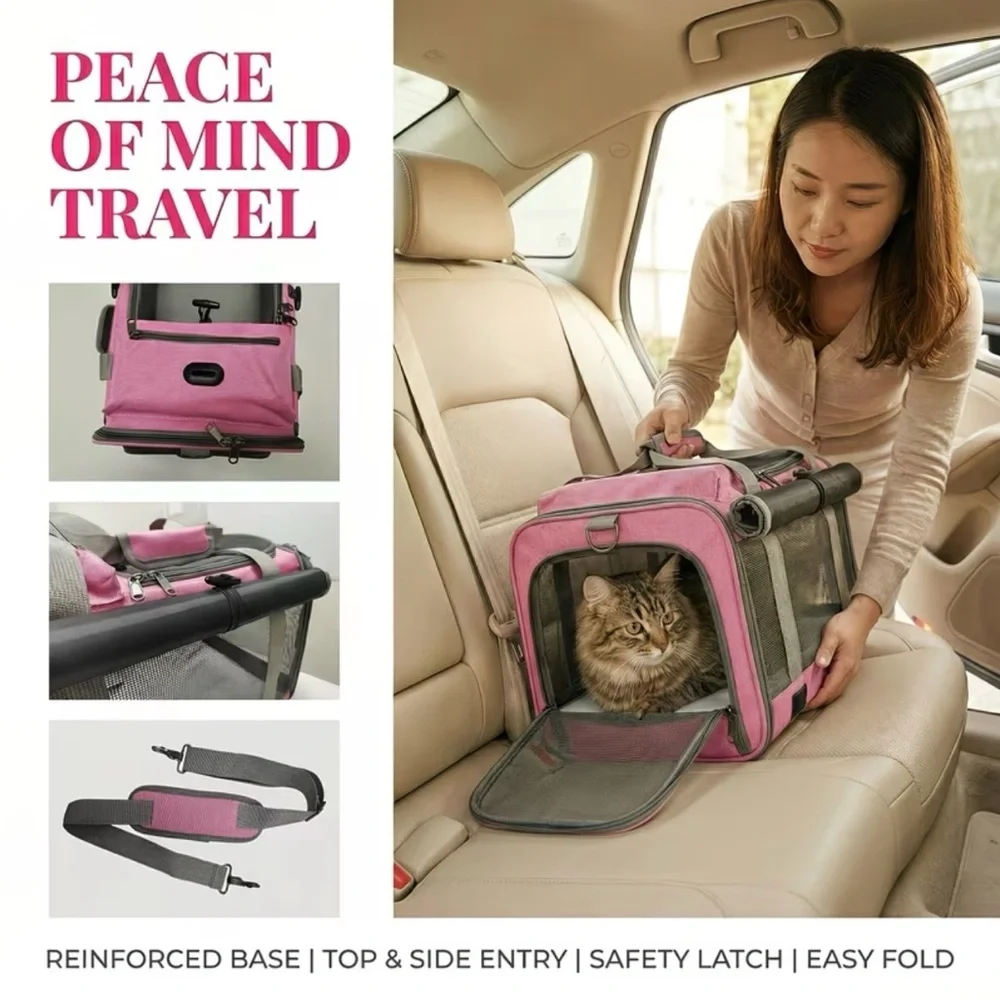 Pet Carrier with Foldable Design and Reinforced Handles~ BLUE